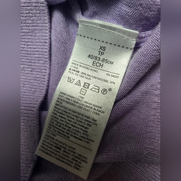 Banana Republic Yak Silk Rayon Blend Lavender Purple Crew Neck Knit Sweater XS - Picture 4 of 7